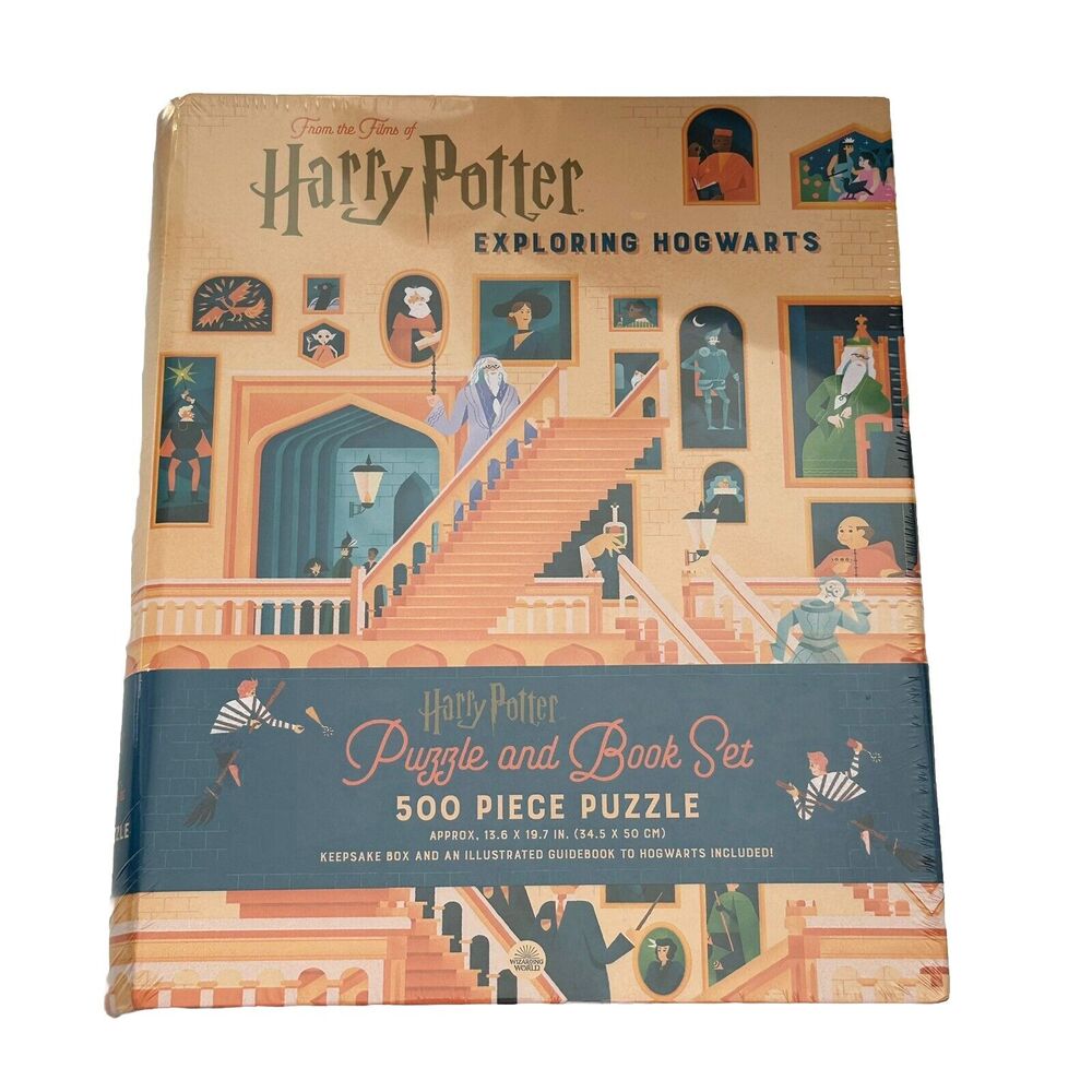 Harry Potter Exploring Hogwarts 500 Piece Puzzle in Keepsake Box & Guidebook New